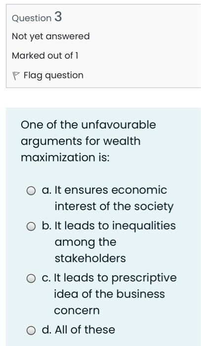 forget your favor ( Financial Management) Question 1 Not yet answered Marked