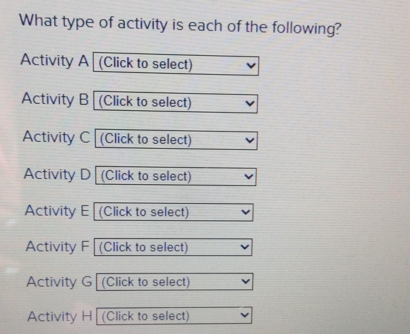 a burst activity? What activity(s) is a merge activity? What type of