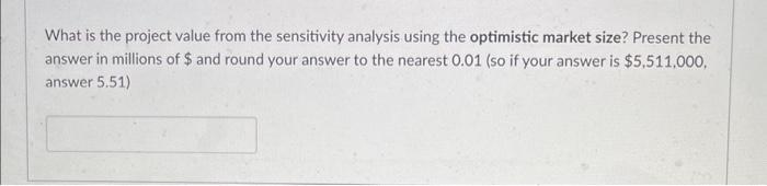  What is the project value from the sensitivity analysis using the