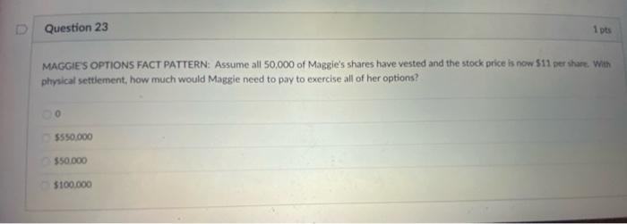 PATTERN: Maggle get's incentive stock options in Farm Inc. The options are