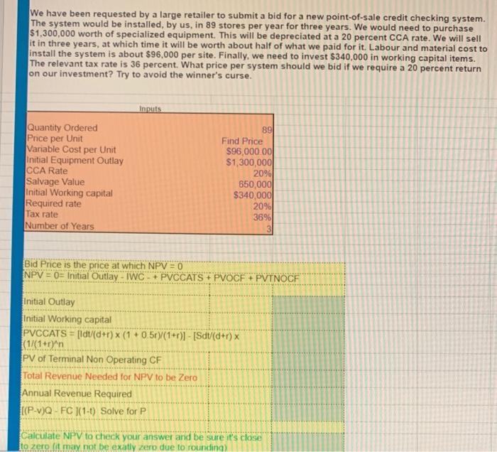  We have been requested by a large retailer to submit a