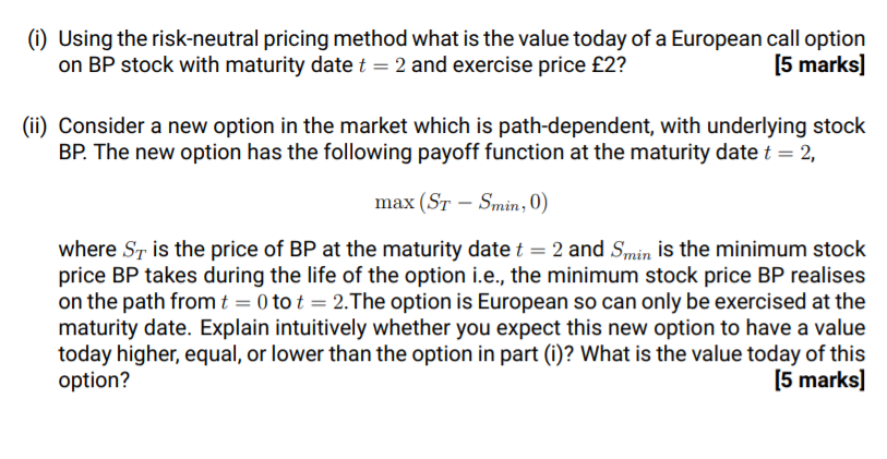 Consider a two-period binomial model (t = {0, 1, 2}), with a