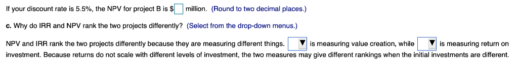 flows for the projects are given in the following table $million) Year