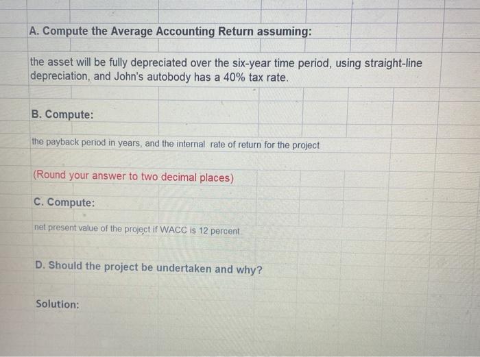 John's Autobody is looking at making an investment of $677,000 in new