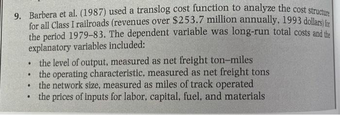  question number 9. long question spread over 3 pages. 9. Barbera