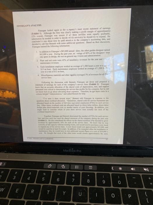 costs to each service line four different ways: based on FTEs, direct-labor