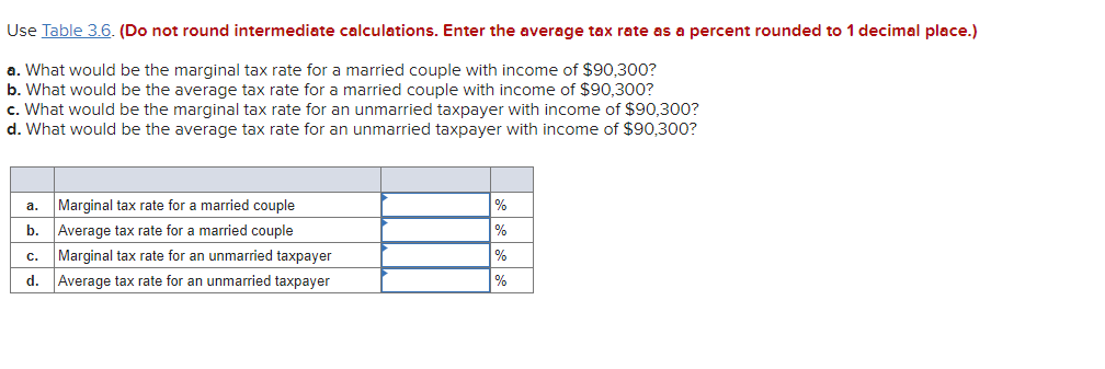 Use Table 3.6. (Do not round intermediate calculations. Enter the average