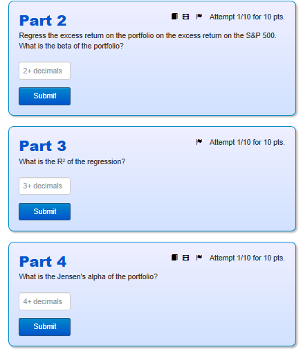 S&P 500 and the risk-free asset, Treasury bills, are given below: 1