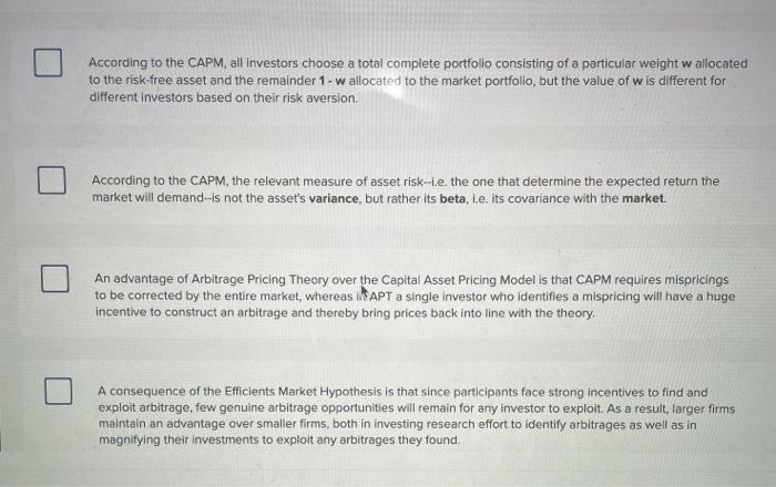 investors use identical input lists, every investor will compute and hold the