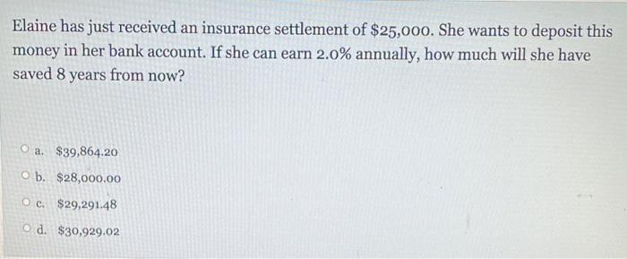 ALL PART TO ONE QUESTION PLEASE ANSWER ALL THANK YOU Elaine has