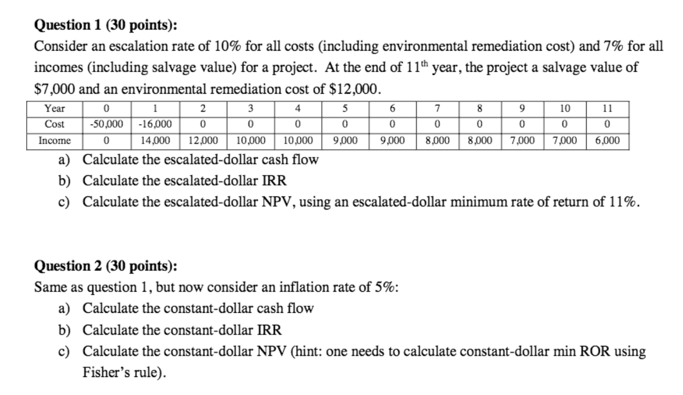  6 9 10 11 Question 1 (30 points): Consider an escalation