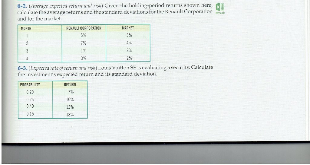 6-2. (Average expected return and risk) Given the holding-period returns shown