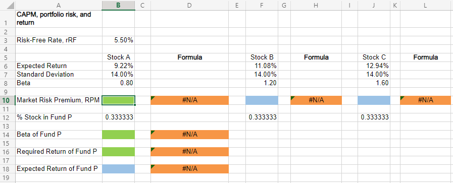 following information for three stocks, Stocks A, B, and C. The returns