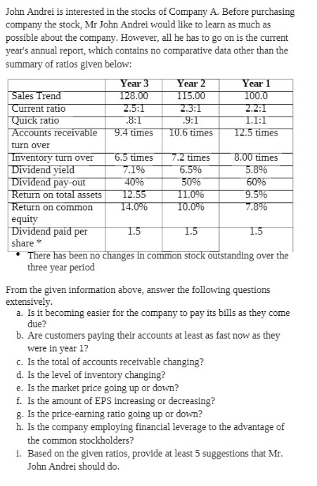 PLEASE PROVIDE CORRECT ANSWER WITH ACCURATE "EXPLANATION/SOLUTION" thank you John Andrei is