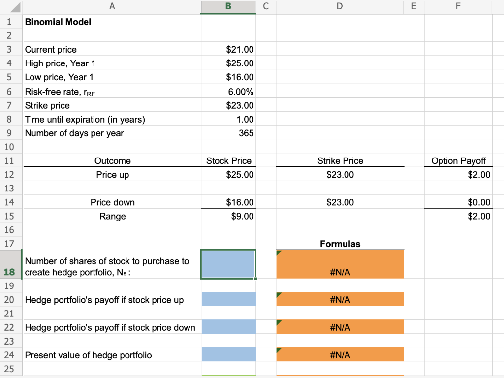  A B D E F 1 Binomial Model 2 3 4