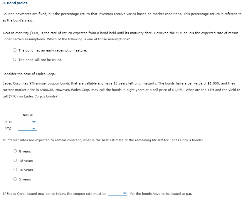 Bond Yields. (Please don't make it very complicated, I just need to