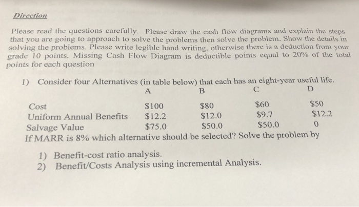 please dont respond using graph. Please write steps by using formula Direction