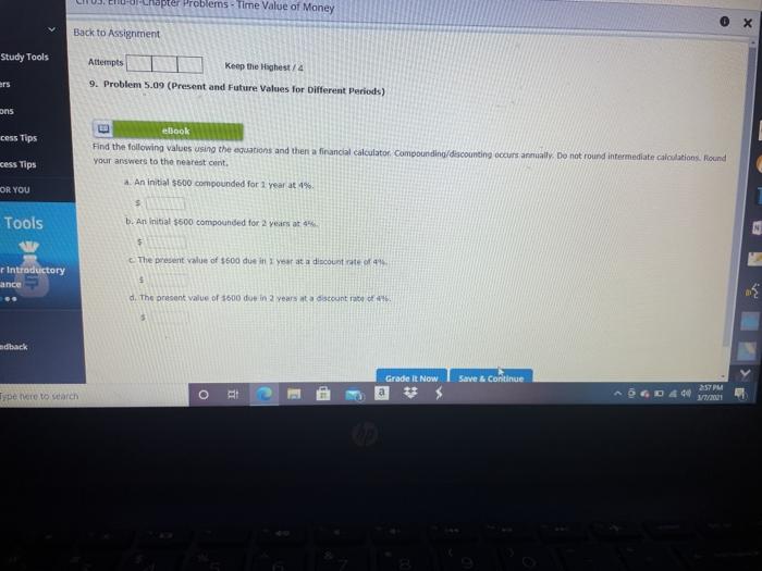  no-chapter Problems - Time Value of Money Back to Assignment Study