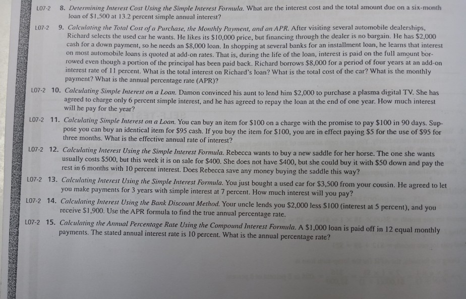 please help me all the questions LO7-2 8. Determining Interest Cost