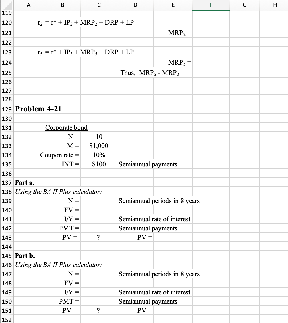 Enter numerical values in cells B8 and B9 and enter equations that