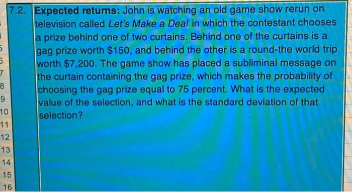  7.2. Expected returns: John is watching an old game show rerun