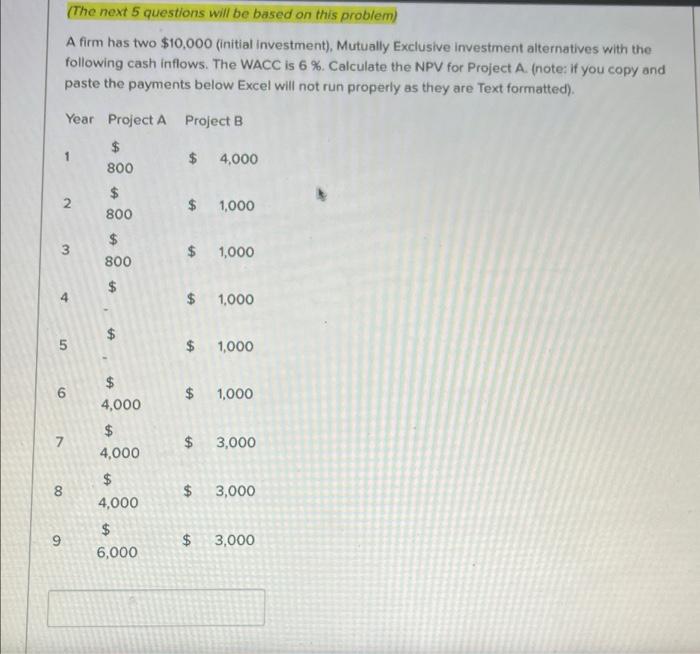 please show excel calculations (The next 5 questions will be based on