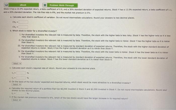 coefficient of 0.9, and a 30% standard deviation of expected returns. Stock
