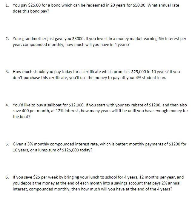 Instructions Solving Financial Problems with Excel Functions 1. You pay $25.00 for