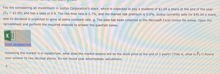 please help fill in blanks. *Excel You are considering an investment in