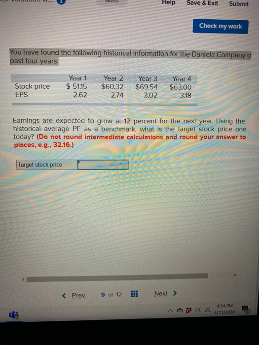  Saveu Help Save & Exit Submit Check my work You have