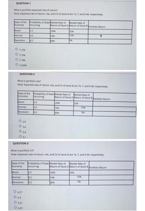 please explain step-by-step. What is portfolio expected rate of return? Note: Expected