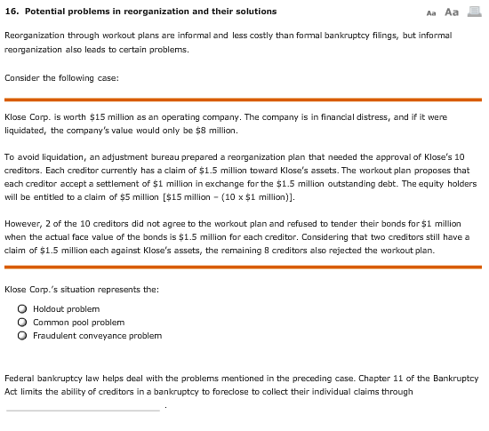 16. Potential problems in reorganization and their solutions Aa Aa Reorganization