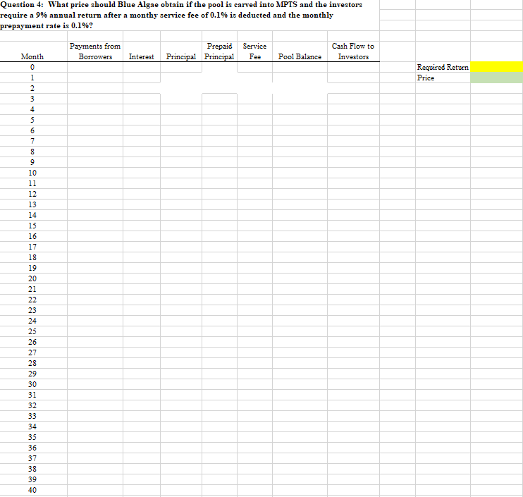 Please explain the answer and provide the excel function Question 4: What