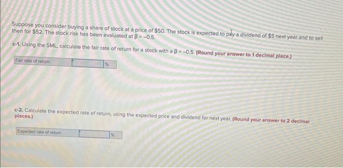 return required by the market for a portfolio with a beta of