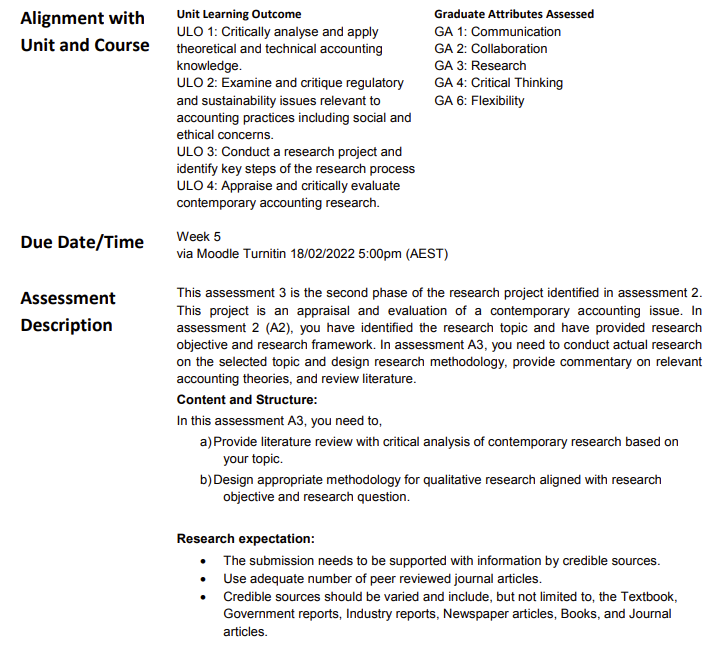 accounting GA 2: Collaboration knowledge. GA 3: Research ULO 2: Examine and