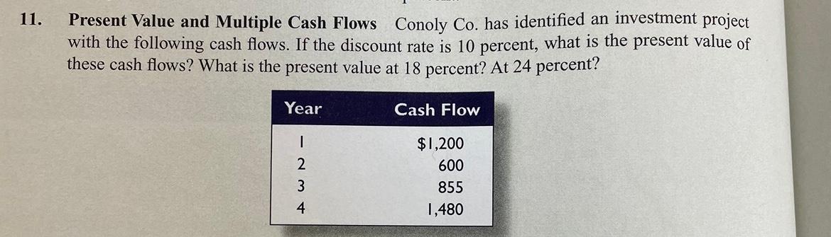  Present Value and Multiple Cash Flows Conoly Co. has identified an
