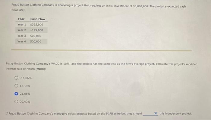 capital budgeting project (project Beta) that will require an inition investment of