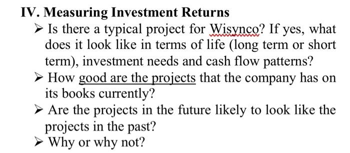  IV. Measuring Investment Returns > Is there a typical project for