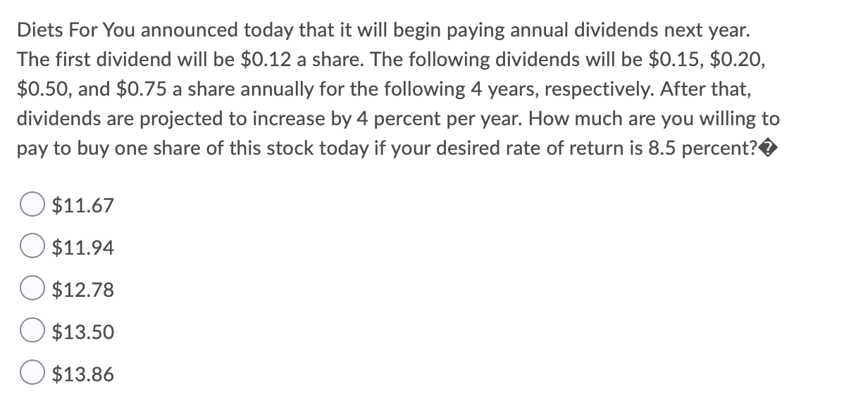 Diets For You announced today that it will begin paying annual