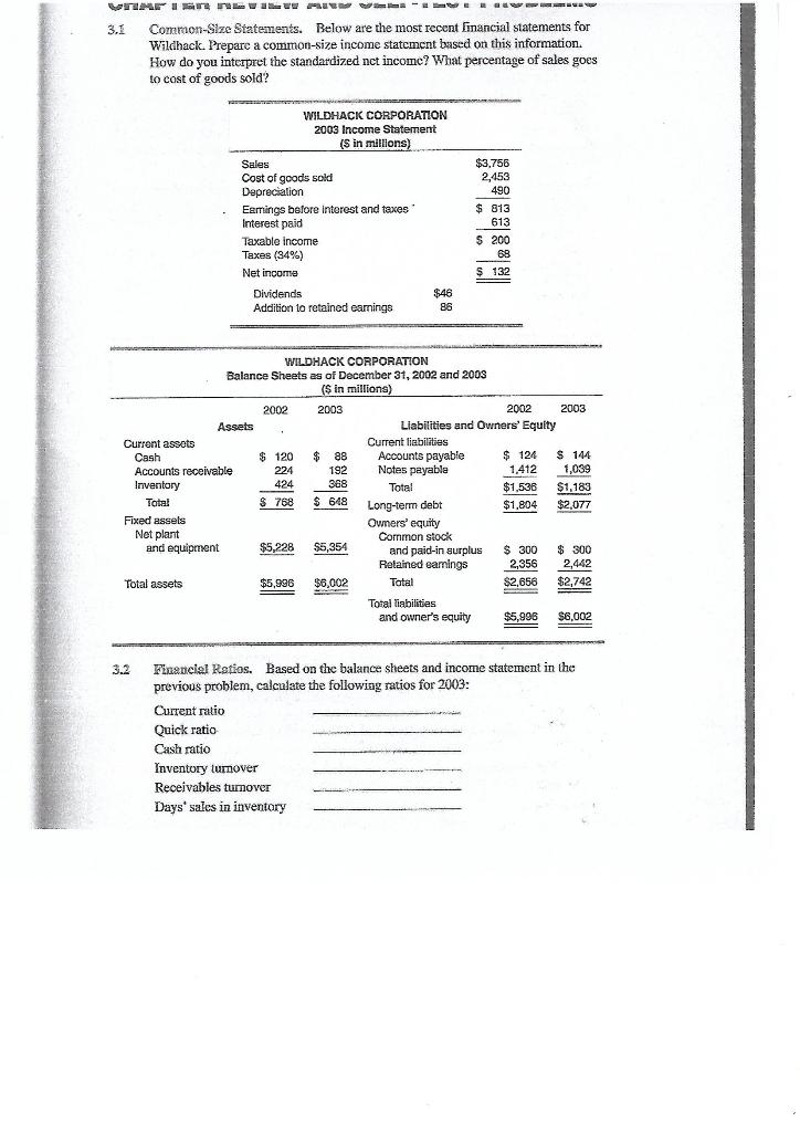 Help to solve all the questions please 3.1 Common Size Statements. Below