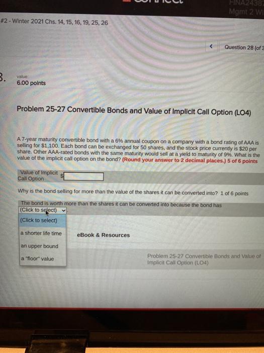 Implicit Call Option (L04) A 7-year maturity convertible bond with a 6%
