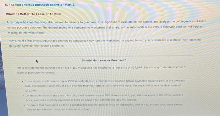  5. The lease versus purchase analysis - Part 2 Which Is