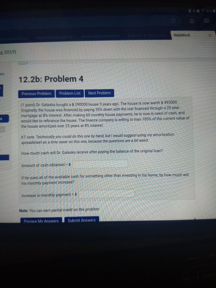 e WebWork g 2019) 12.2b: Problem 4 Previous Problem Problem List Next