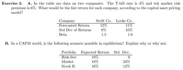  Exercise 3. A. In the table are data on two companies.