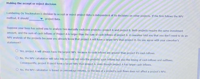 that generally lead to good investment dedisions. Consider this case: Suppose Lumbering