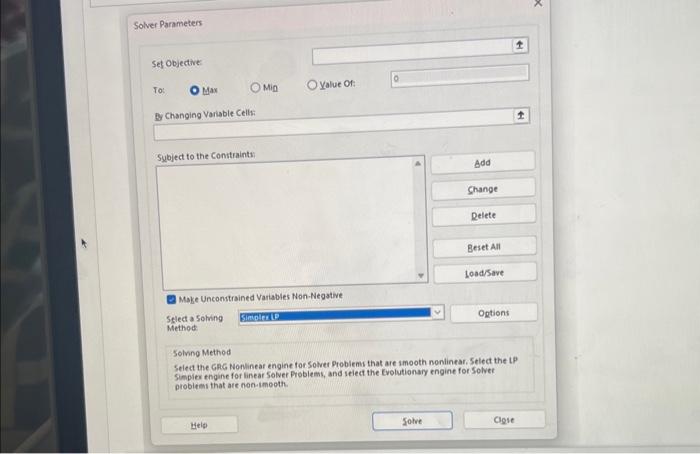 the GRG Nonlinear engine for Solver Problems that are smooth nonlinear. Select