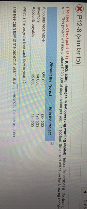 of pts Score: 0 of 10 pts X P12-8 (similar to) Related