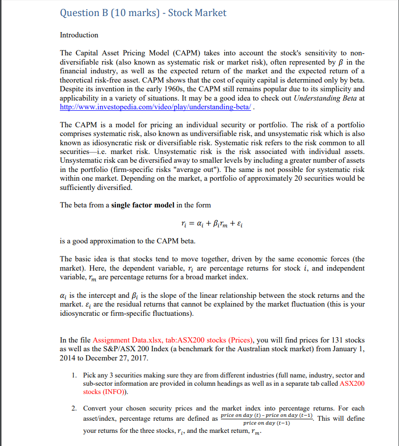 Quantitative Business Analysis Information/Data link for question --> https://drive.google.com/file/d/1XF3GqKw_rCyGhIJ6DrnR_PhaT0rZ_ZbJ/view?usp=sharing Question B (10