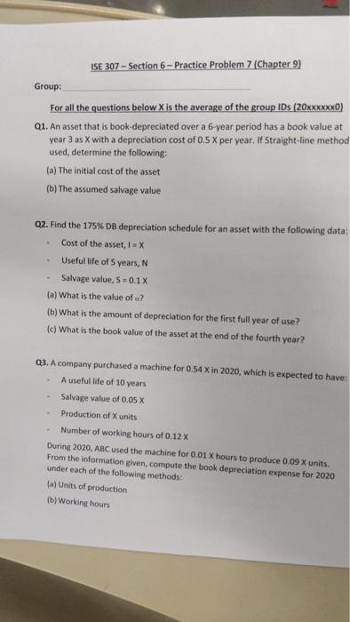  ISE 307 - Section 6 - Practice Problem 7 (Chapter 9)