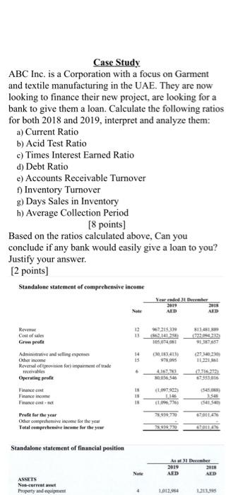  Case Study ABC Inc. is a Corporation with a focus on
